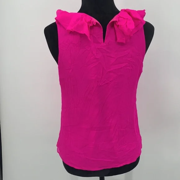 J. Crew top Tank size Small silk blouse Ruffle Collar - Picture 5 of 8